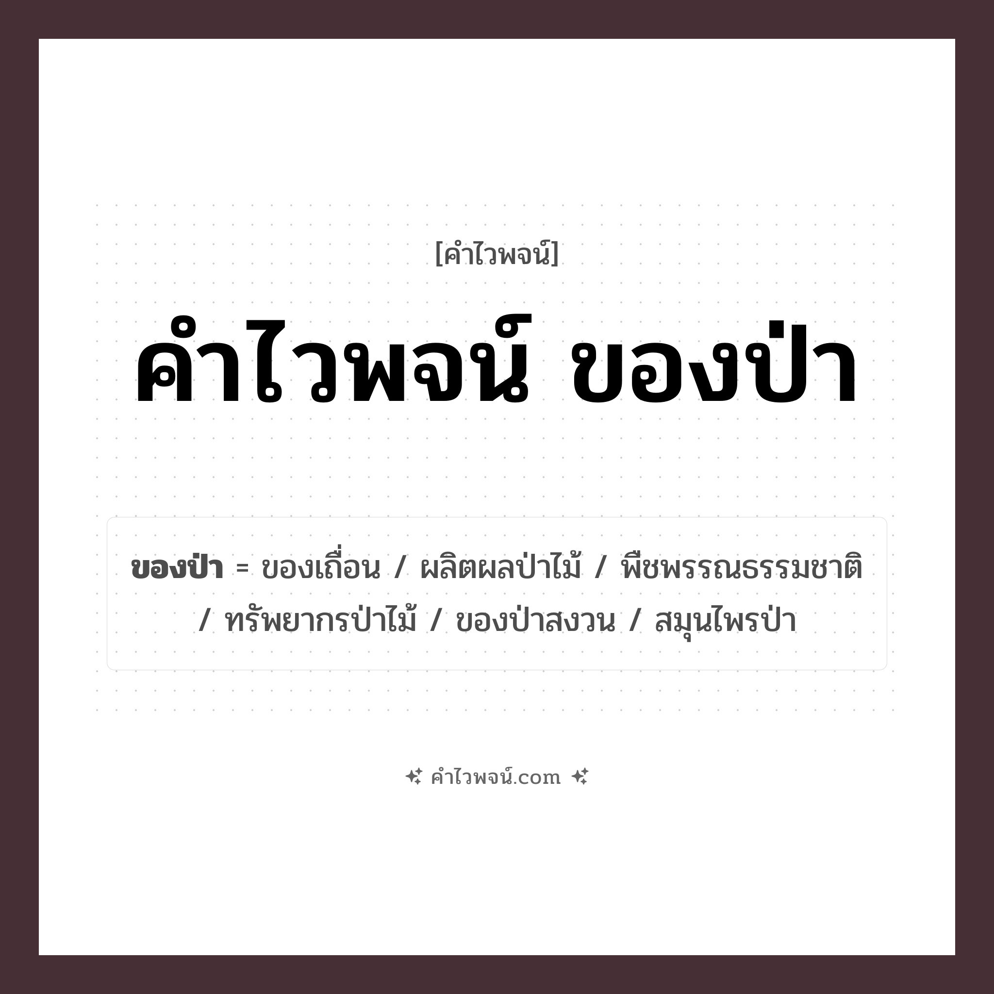 คำไวพจน์ ของป่า รวมคำศัพท์เกี่ยวกับของป่าในภาษาไทย