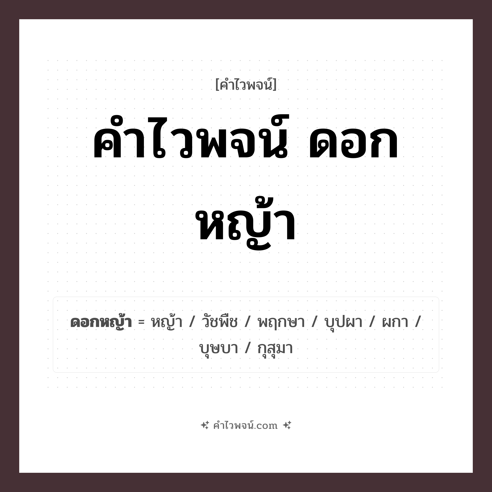 คำไวพจน์ ดอกหญ้า รวมคำศัพท์เกี่ยวกับดอกหญ้าในภาษาไทย